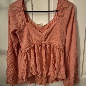 Women's Peach Smocked Top